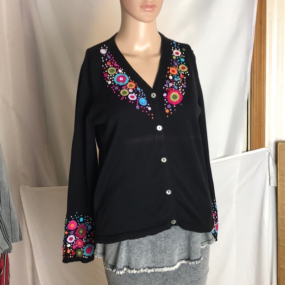 Mfaboston Embroidered Cardigan Sweater Size 8 - Picture 1 of 6